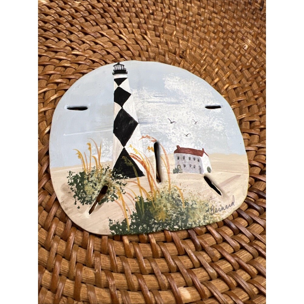 Cape  Lookout  Lighthouse  Table Shelf Display Sand Dollar Painted Hand Painted